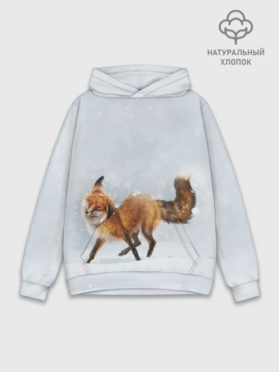 Худи мужской база хлопок / Зимняя лисичка