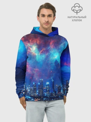 Худи мужской база хлопок / НОЧЬ В ГОРОДЕ