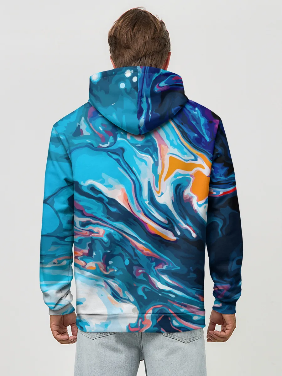 Худи мужской база хлопок / Волны красок