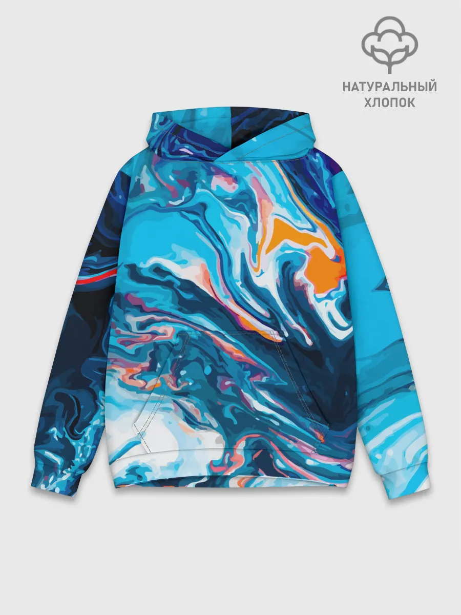 Худи мужской база хлопок / Волны красок