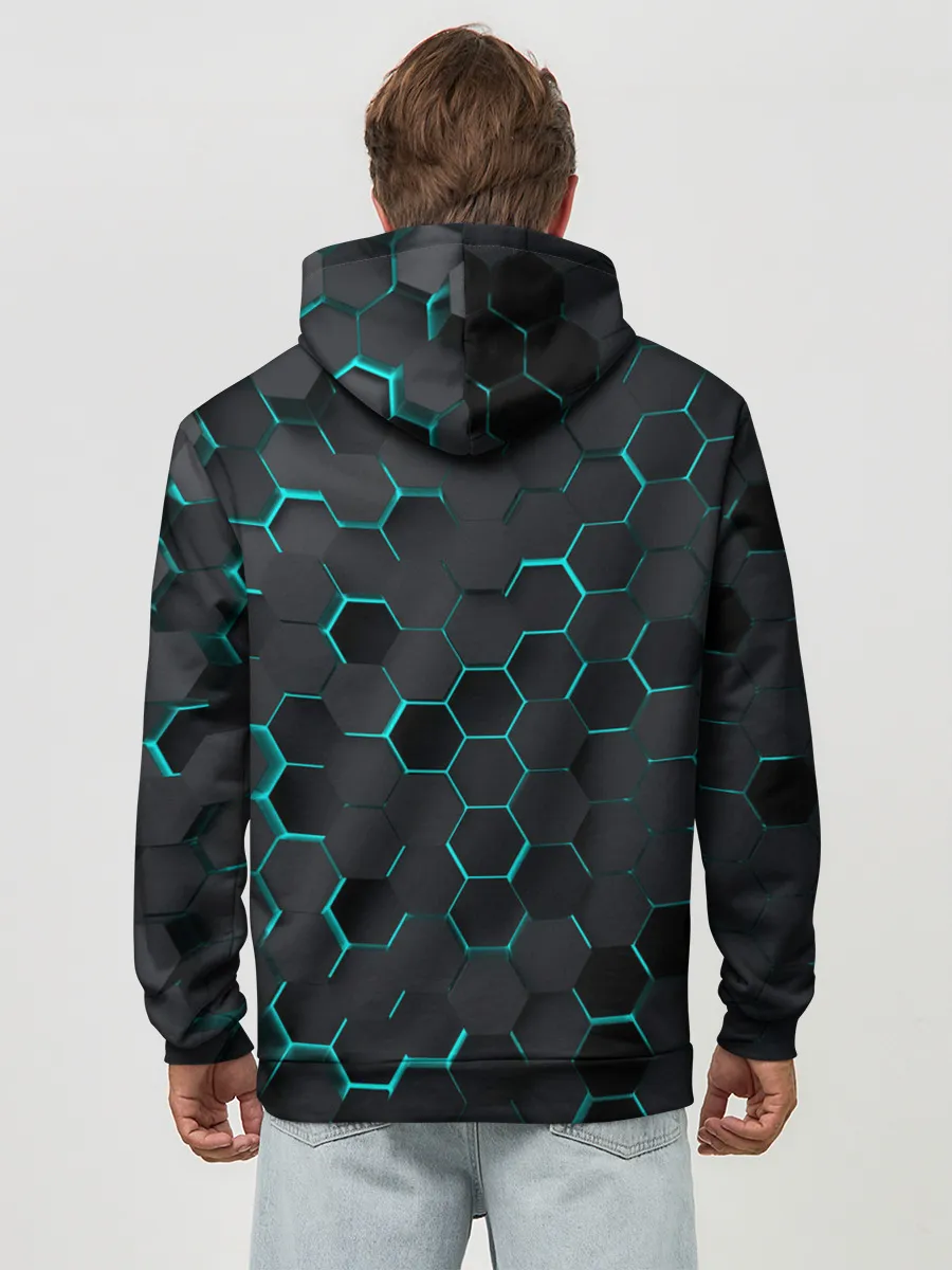 Худи мужской база хлопок / 3D соты BLUE