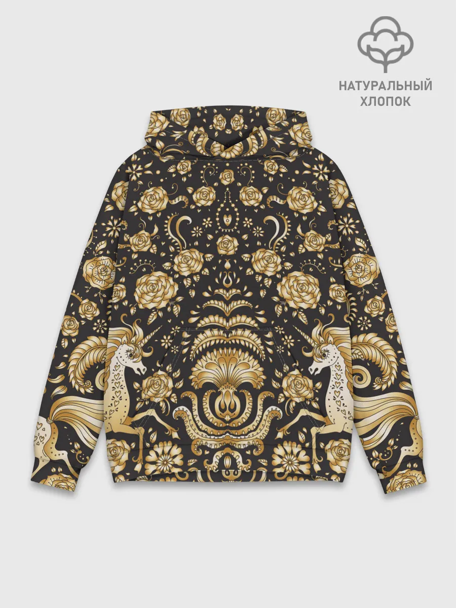 Худи мужской база хлопок / Gold & Black