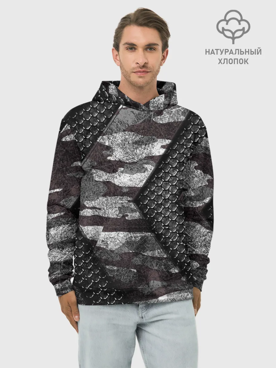 Худи мужской база хлопок / Камуфляжная 3D броня