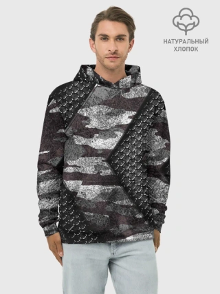 Худи мужской база хлопок / Камуфляжная 3D броня