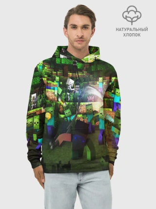 Худи мужской база хлопок / MINECRAFT Creeper