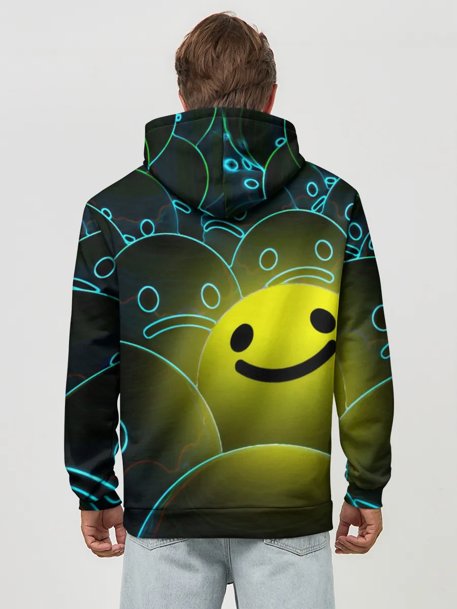 Худи мужской база хлопок / НЕОНОВЫЕ СМАЙЛЫ