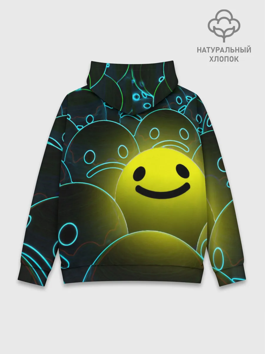 Худи мужской база хлопок / НЕОНОВЫЕ СМАЙЛЫ