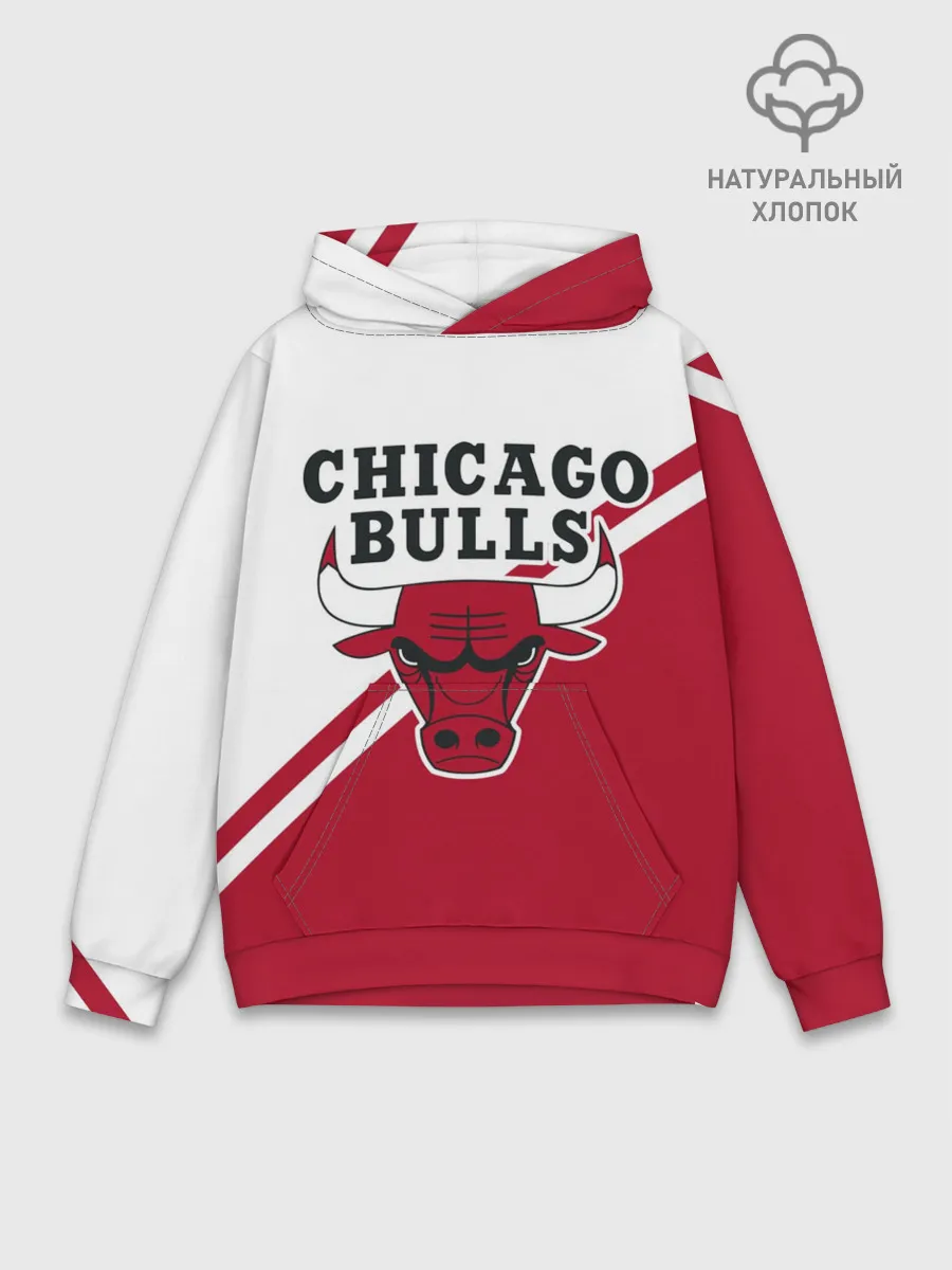 Худи мужской база хлопок / Chicago Bulls Red-White