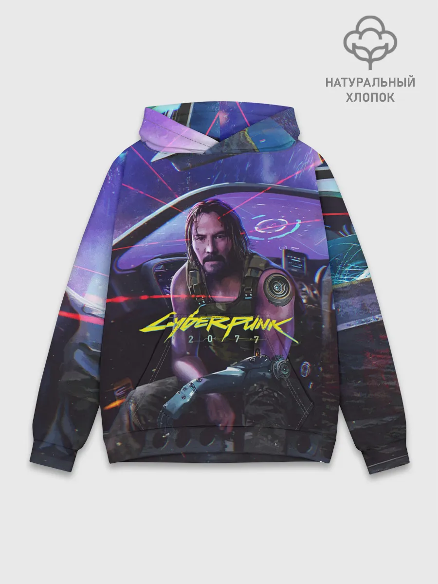 Худи мужской база хлопок / CYBERPUNK 2077 - КИАНУ