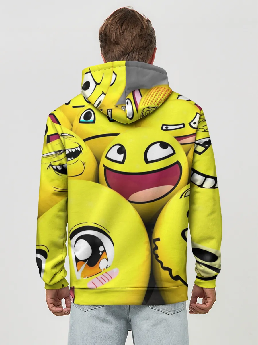 Худи мужской база хлопок / ЖЕЛТЫЕ СМАЙЛИКИ