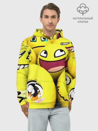 Худи мужской база хлопок / ЖЕЛТЫЕ СМАЙЛИКИ