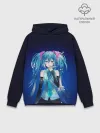Худи мужской база хлопок / Hatsune Miku на черном фоне