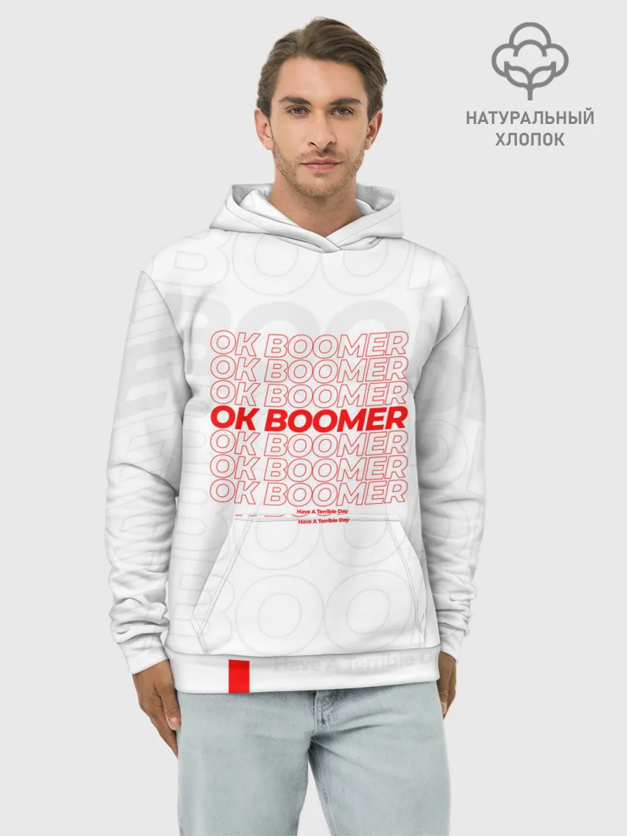 Худи мужской база хлопок / Ok boomer 3D