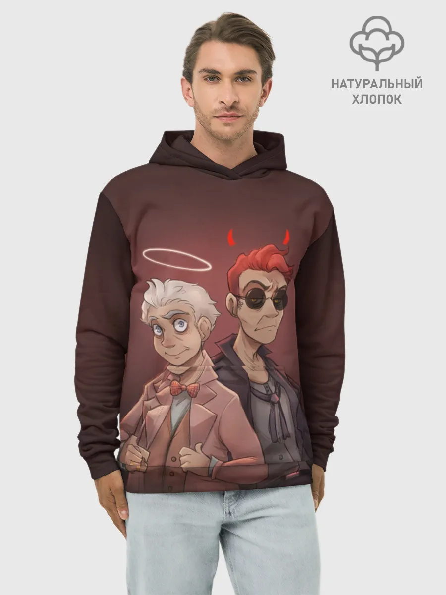 Худи мужской база хлопок / Азирафель и Кроули