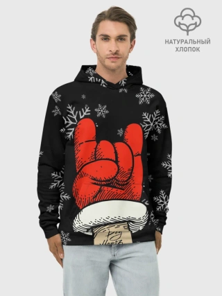 Худи мужской база хлопок / Рок Дед Мороз
