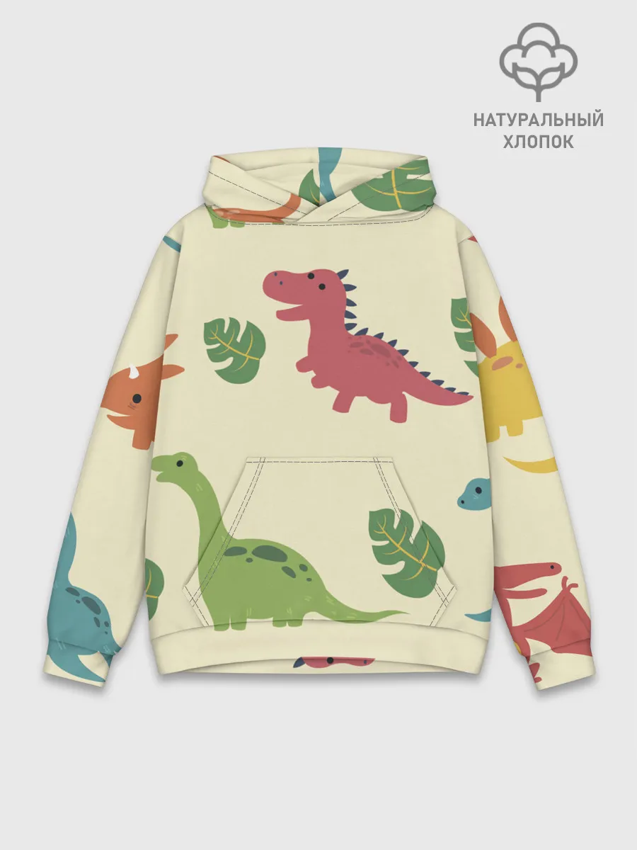 Худи мужской база хлопок / Динозаврики
