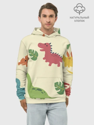 Худи мужской база хлопок / Динозаврики