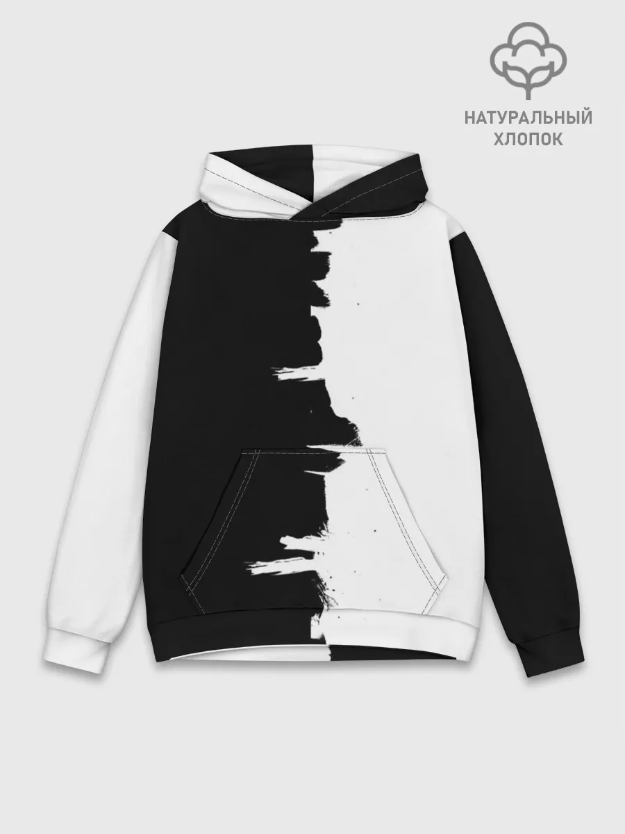 Худи мужской база хлопок / Черным по белому