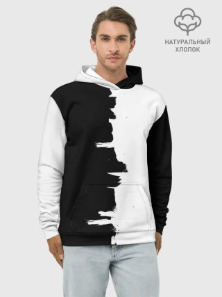 Худи мужской база хлопок / Черным по белому