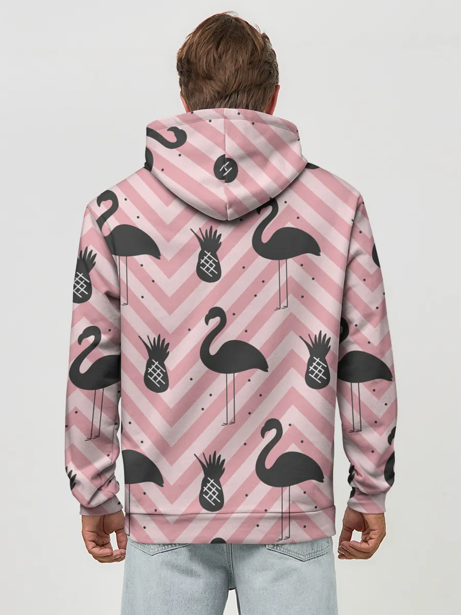 Худи мужской база хлопок / Черный фламинго