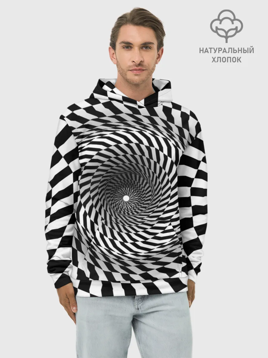 Худи мужской база хлопок / Оптические квадраты