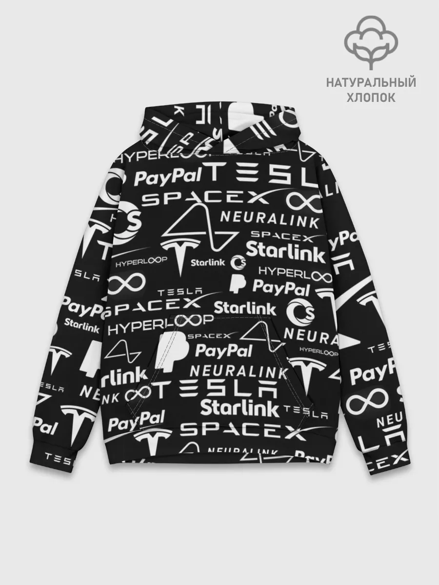 Худи мужской база хлопок / ЛОГОТИПЫ ПРОЕКТОВ ИЛОНА МАСКА.