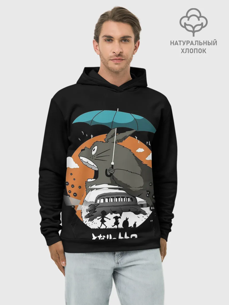Худи мужской база хлопок / Тоторо ест облака