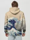 Худи мужской база хлопок / Kanagawa Wave Glitch Art