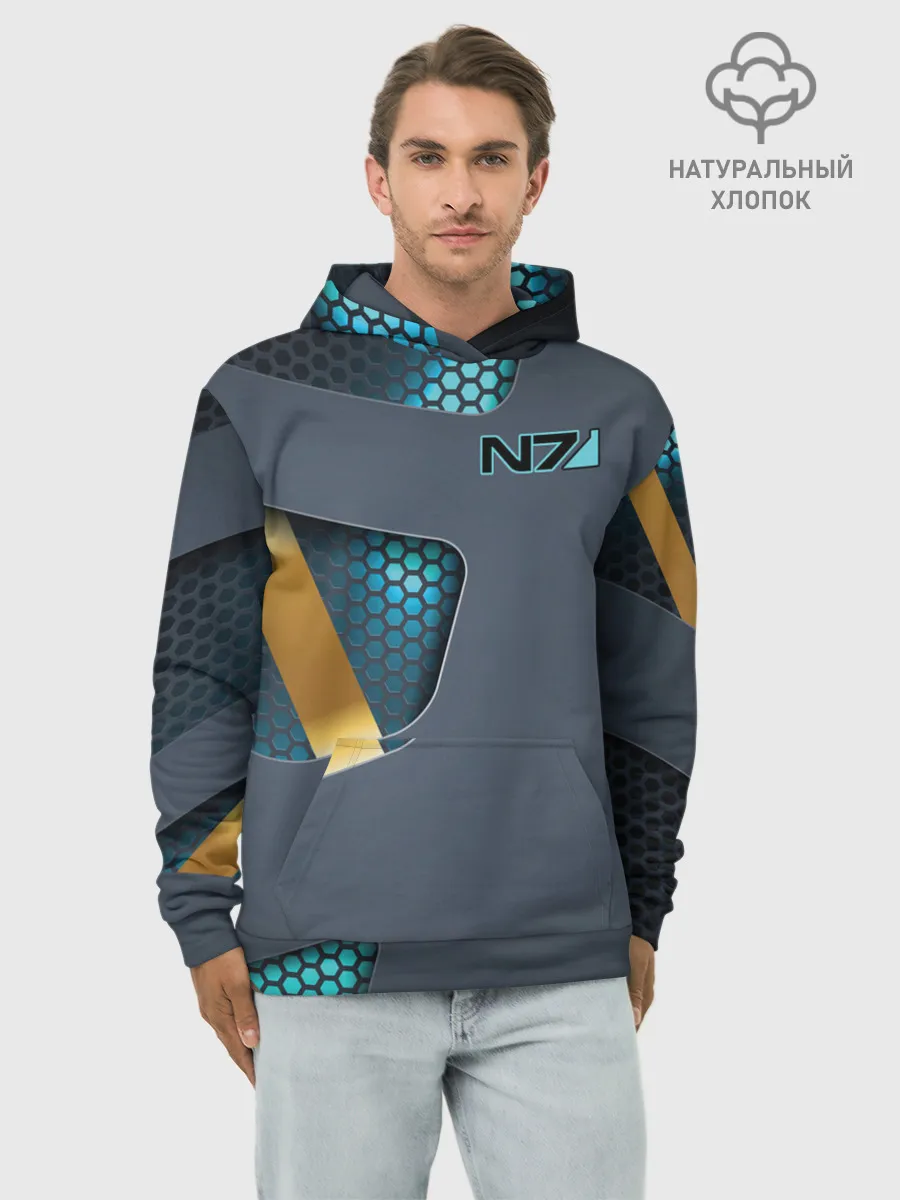 Худи мужской база хлопок / MASS EFFECT N7 | МАСС ЭФФЕКТ Н7