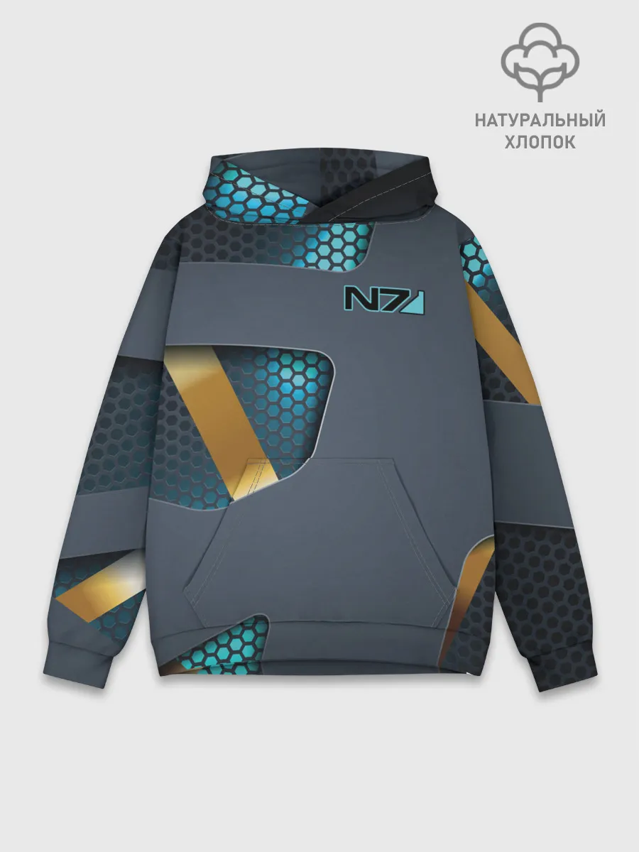 Худи мужской база хлопок / MASS EFFECT N7 | МАСС ЭФФЕКТ Н7