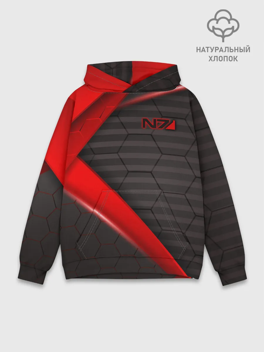 Худи мужской база хлопок / MASS EFFECT N7 | МАСС ЭФФЕКТ Н7