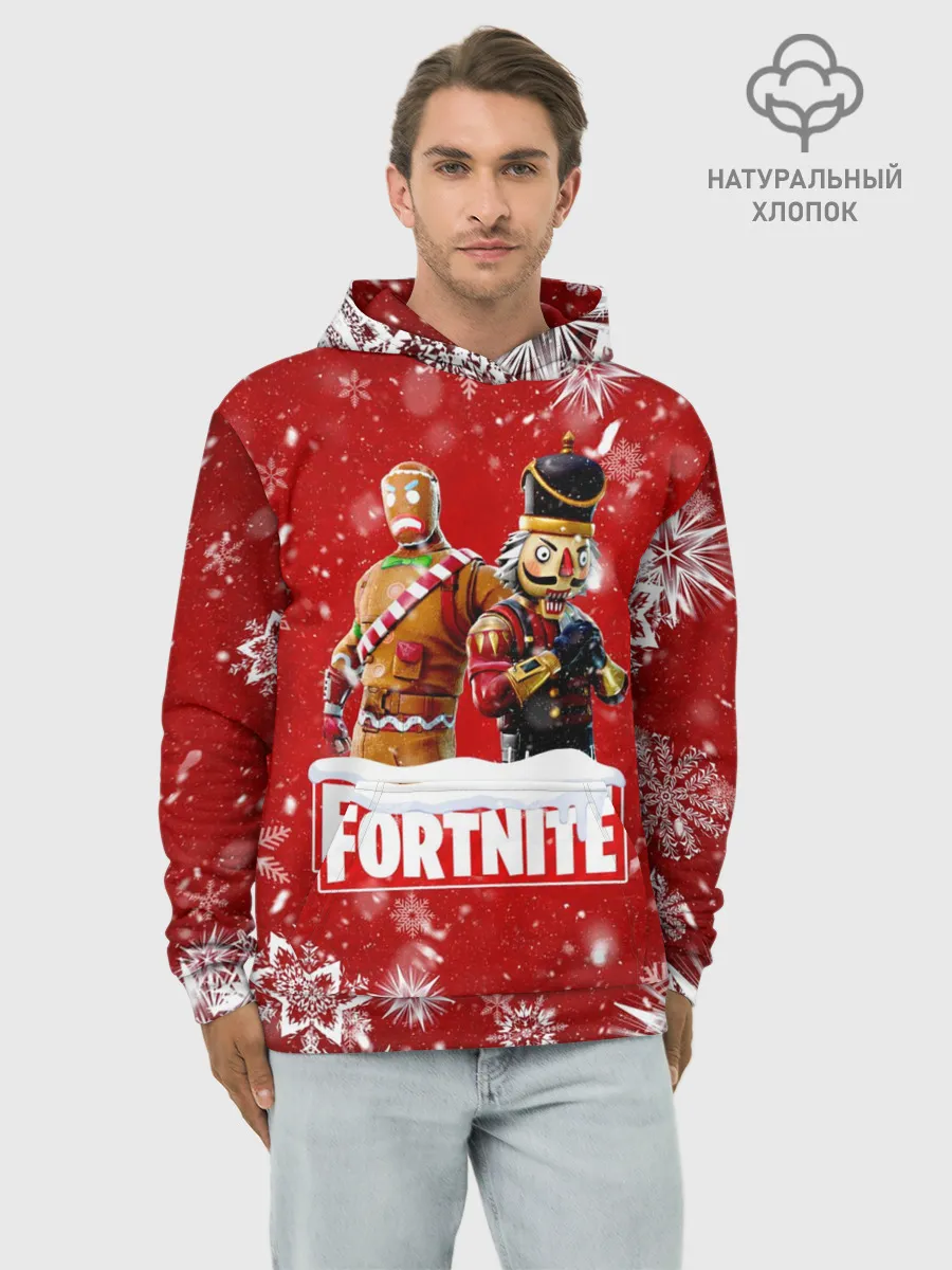Худи мужской база хлопок / Новогодний Fortnite