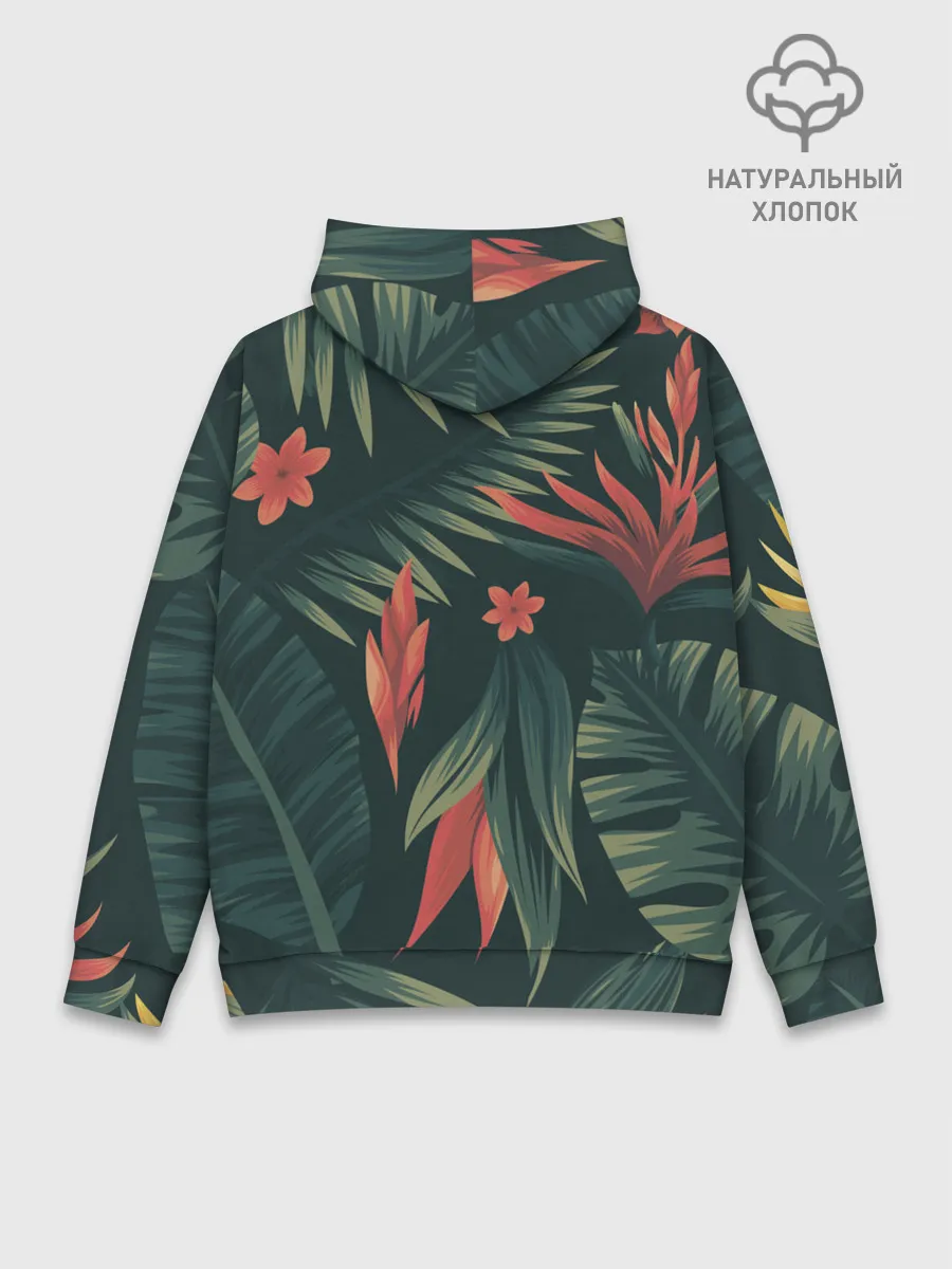 Худи мужской база хлопок / Тропический комуфляж