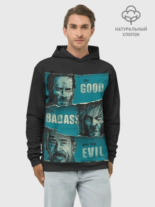 Худи мужской база хлопок / Good, Badass, Evil