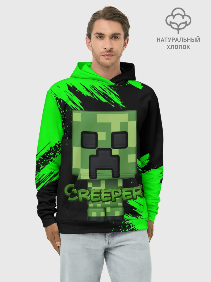 Худи мужской база хлопок / MINECRAFT CREEPER