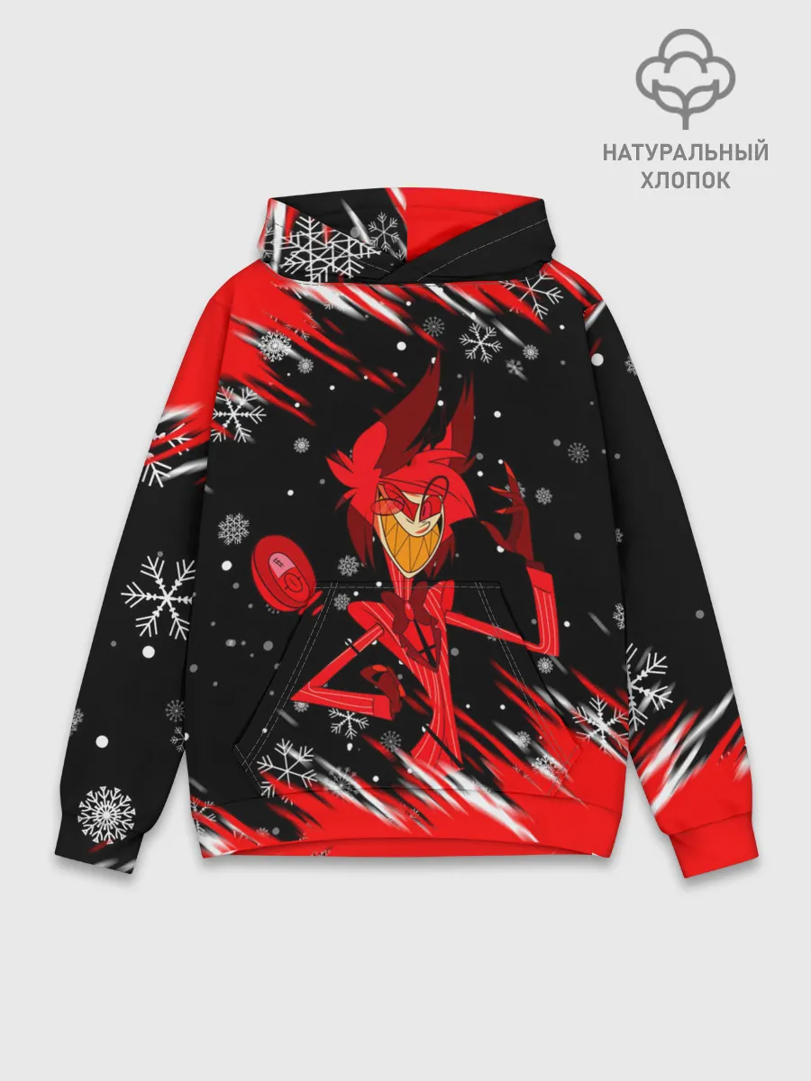 Худи мужской база хлопок / HAZBIN HOTEL НОВОГОДНИЙ.