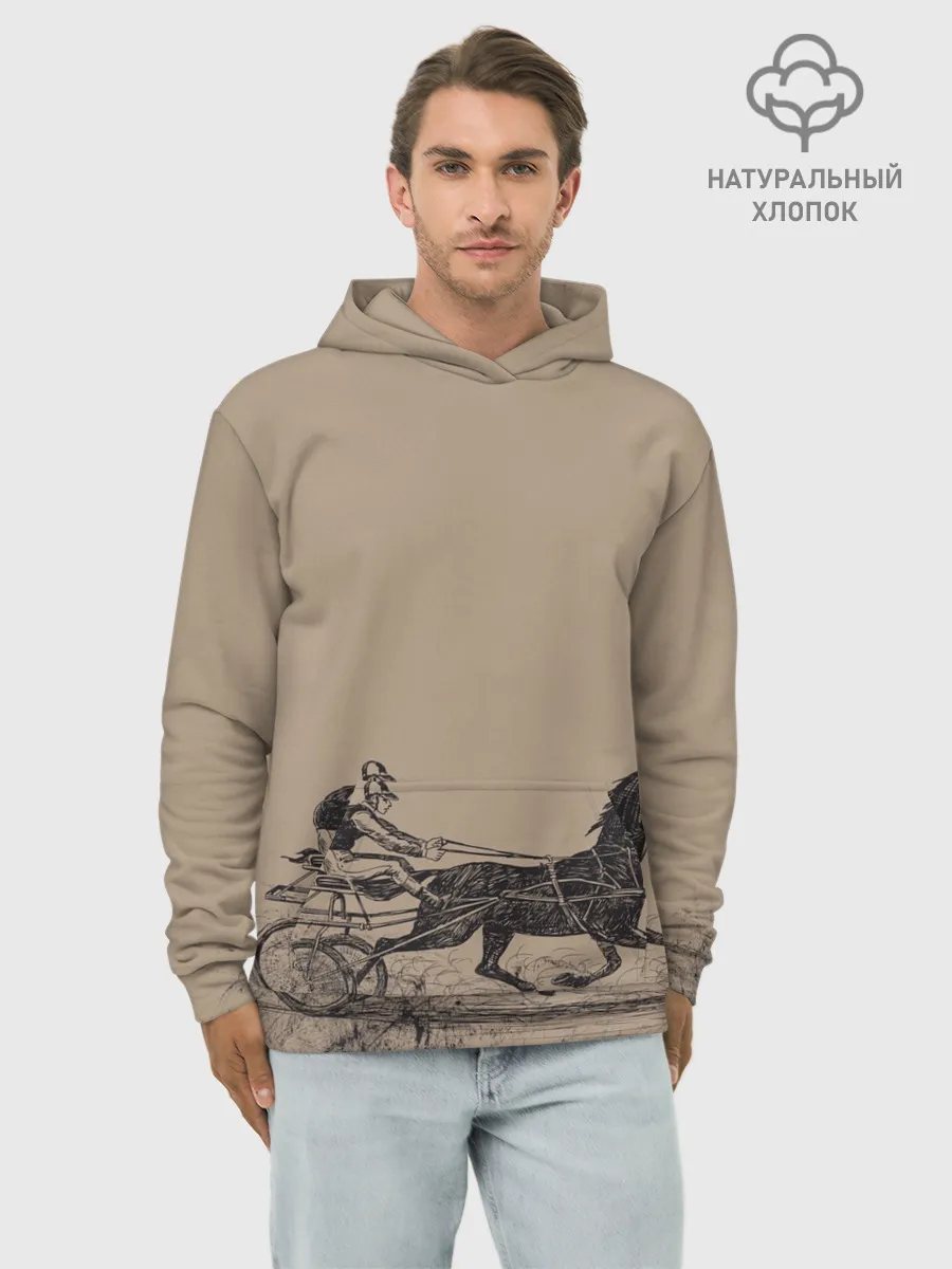 Худи мужской база хлопок / лошадь с колесницей