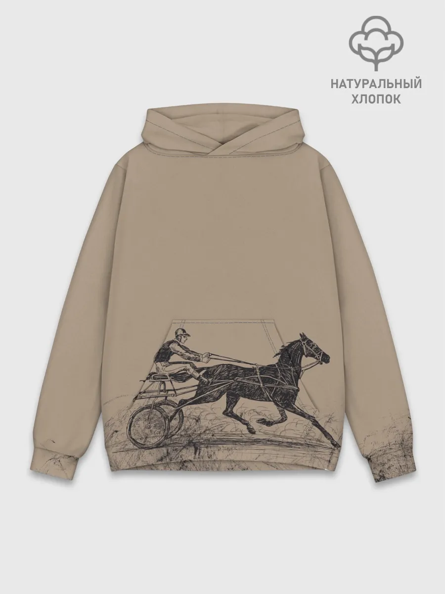 Худи мужской база хлопок / лошадь с колесницей
