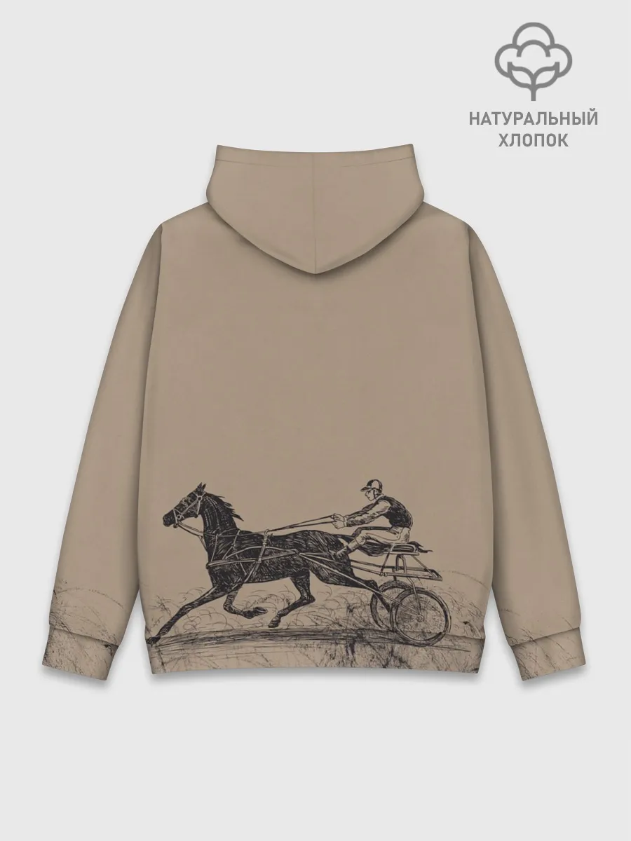 Худи мужской база хлопок / лошадь с колесницей
