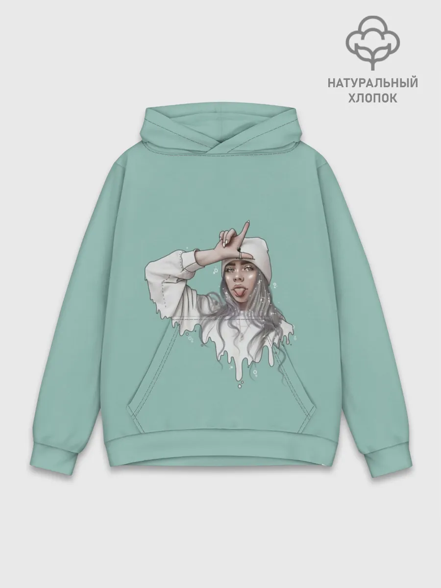 Худи мужской база хлопок / Billie Eilish Mint Art