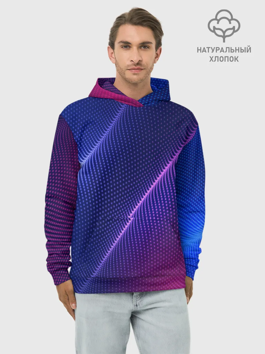 Худи мужской база хлопок / фиолетово 3d волны 2020