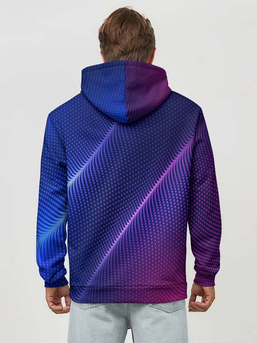 Худи мужской база хлопок / фиолетово 3d волны 2020