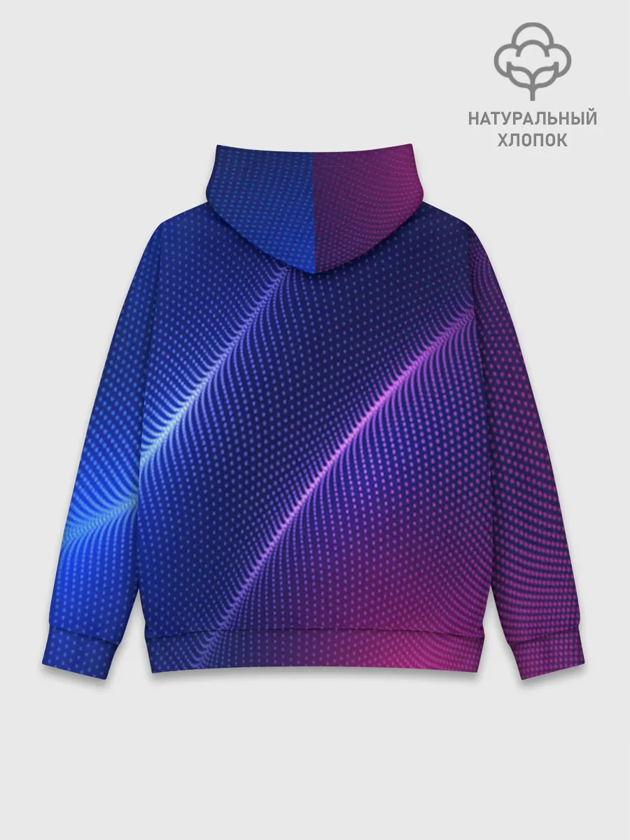 Худи мужской база хлопок / фиолетово 3d волны 2020