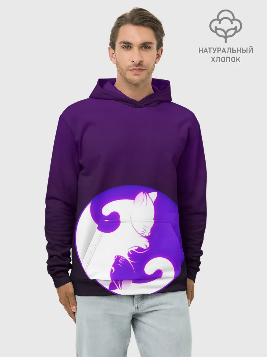 Худи мужской база хлопок / Кошачий Инь - Янь