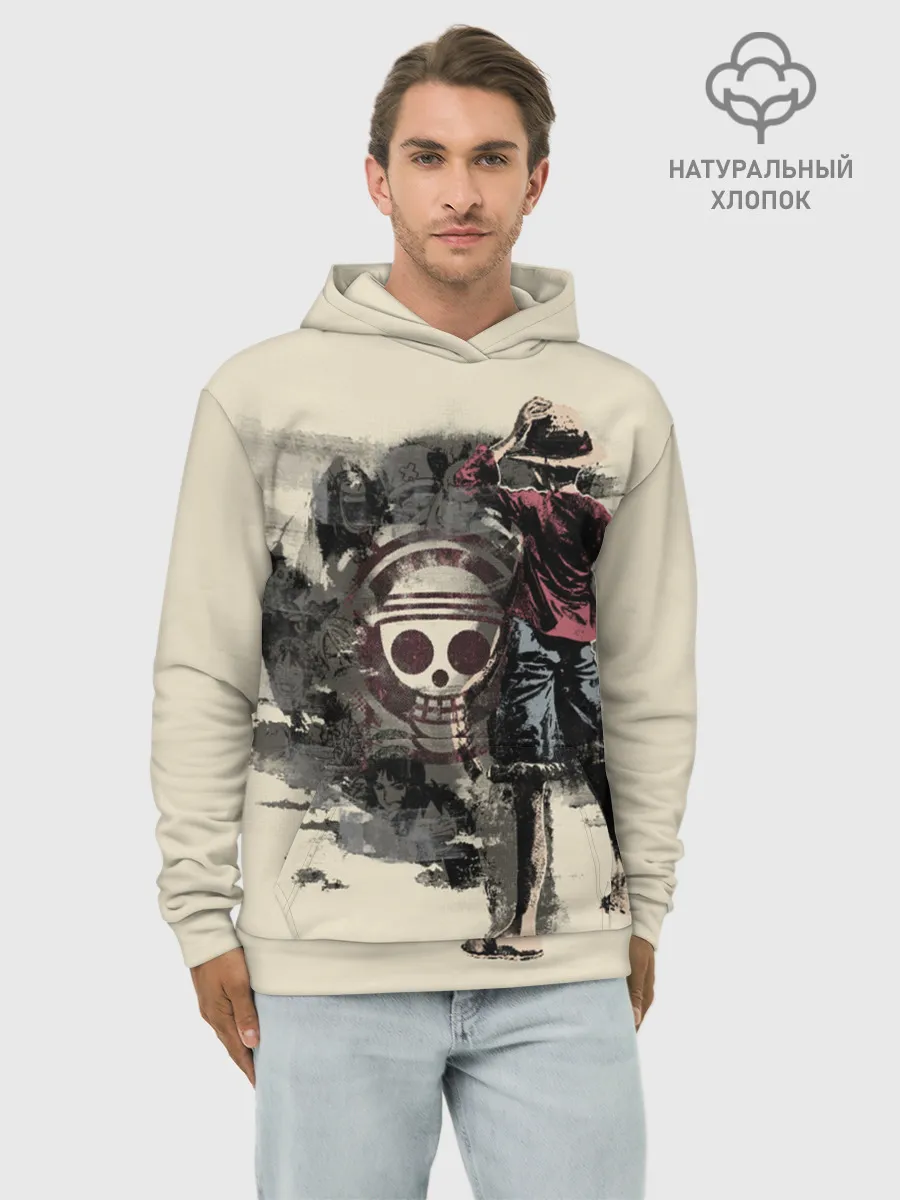 Худи мужской база хлопок / Пиратский остров One Piece