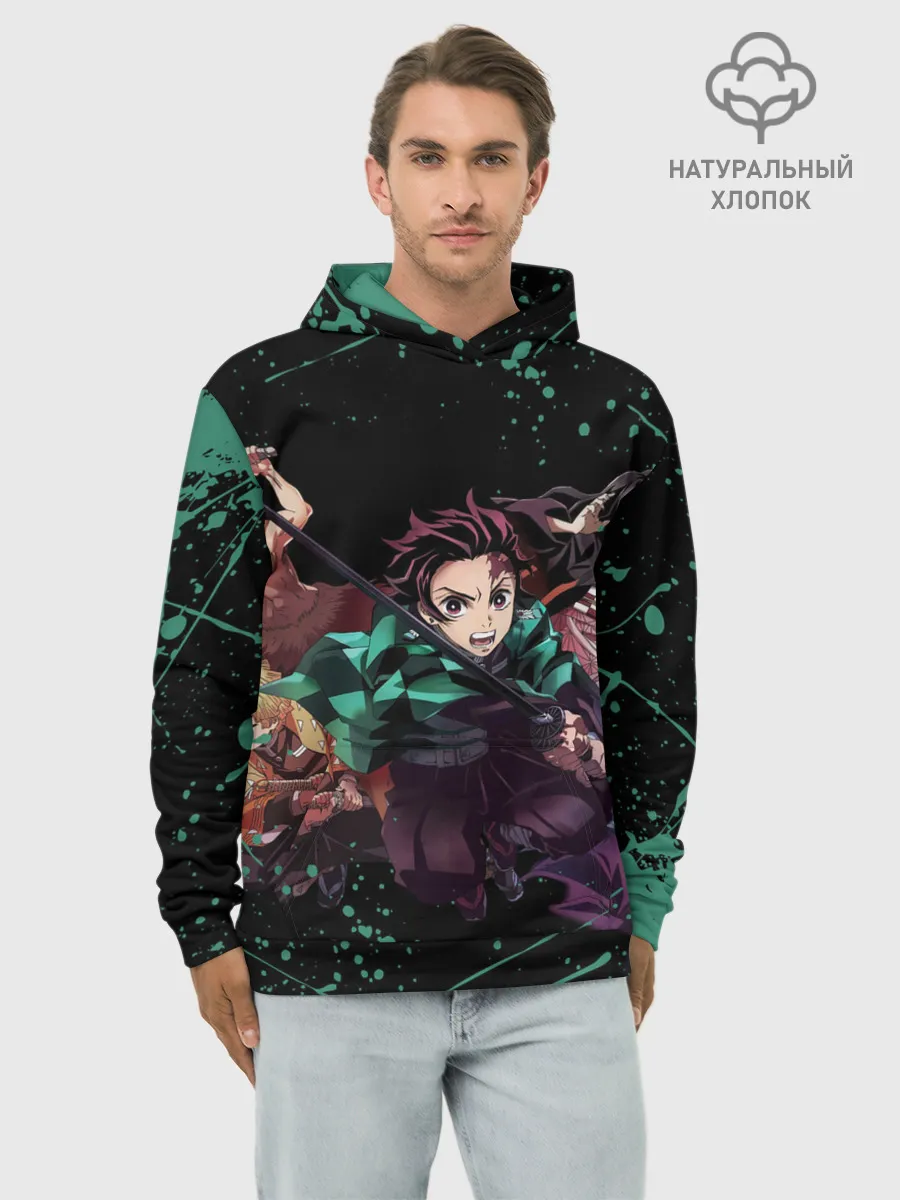 Худи мужской база хлопок / Персонажи Demon Slayer