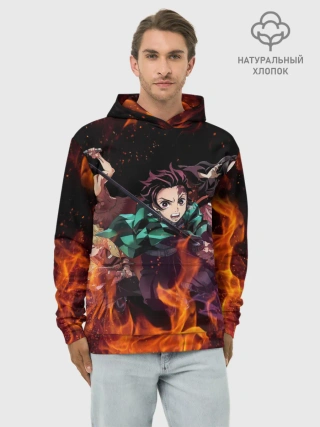 Худи мужской база хлопок / Kimetsu no Yaiba в огне