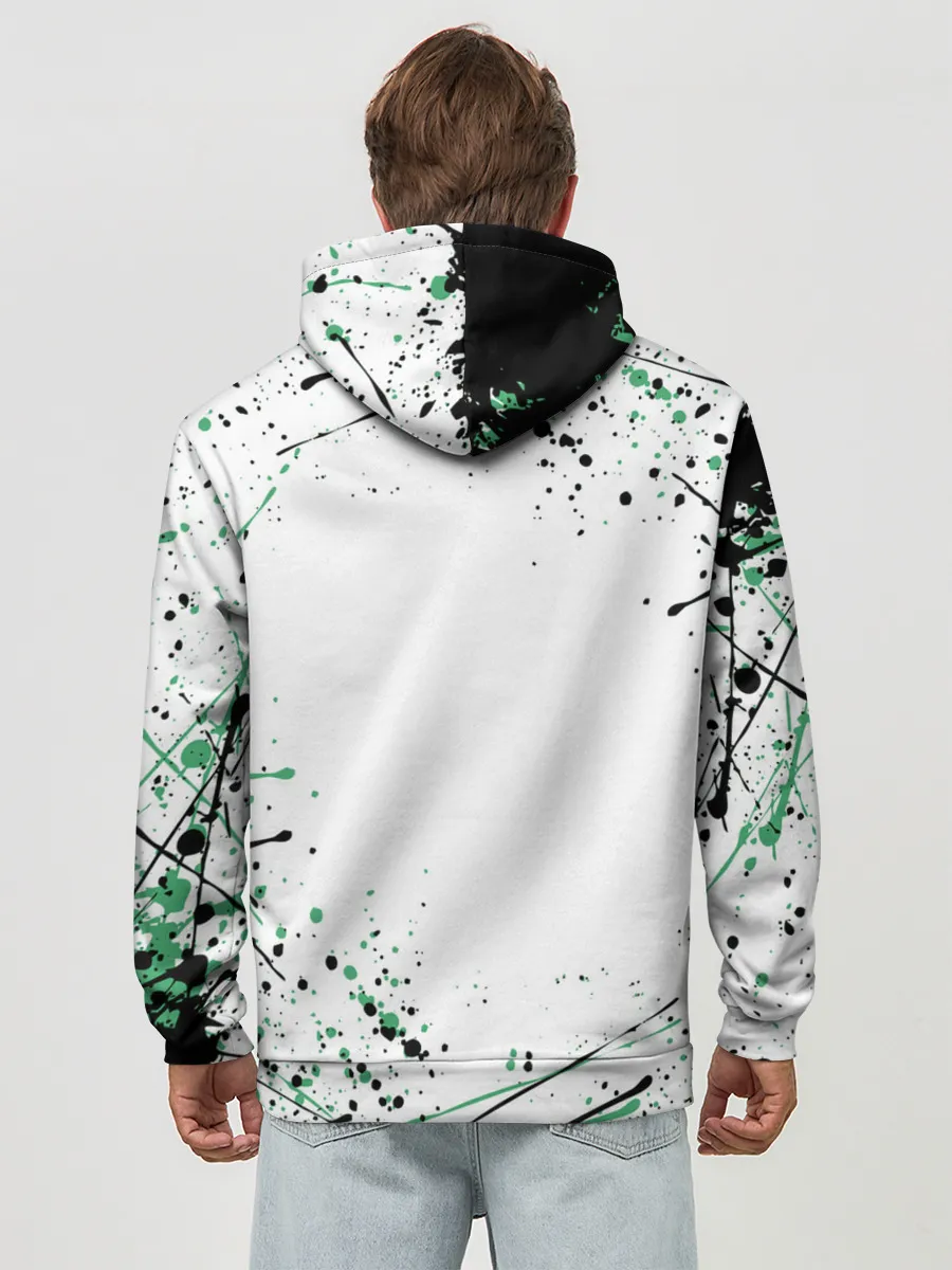 Худи мужской база хлопок / Брызги красок Demon Slayer