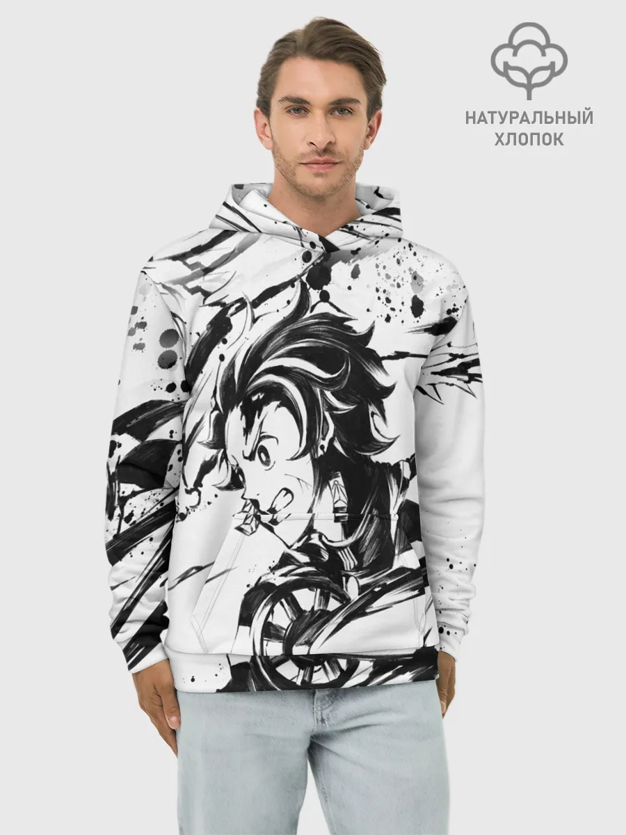 Худи мужской база хлопок / KIMETSU NO YAIBA TANJIRO KAMADO