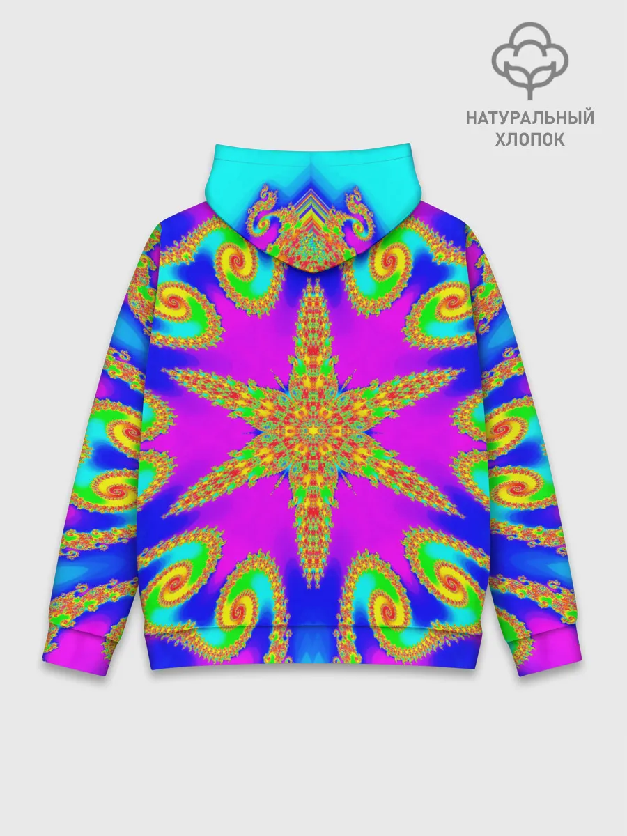 Худи мужской база хлопок / Неоновый фрактал